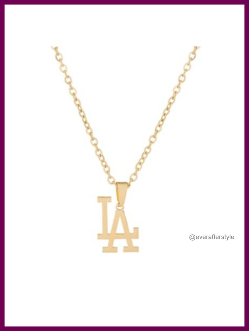 LA Pendant Necklace Stainless Steel Link Chain High Polished Urban City Pride